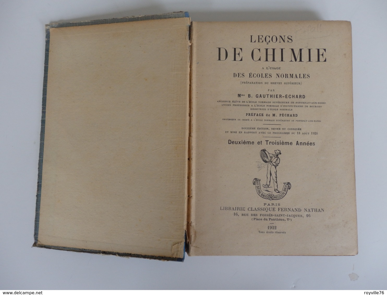 Livre 85 P. Leçons De Chimie Brevet Supérieur, écoles Normales De Mme B. Gauthier-Echard. - 18 Ans Et Plus