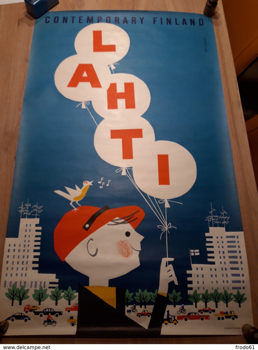 OUDE AFFICHE 1950-1965, CONTEMPARY FINLAND, LAHTI, 62x100cm - Manifesti