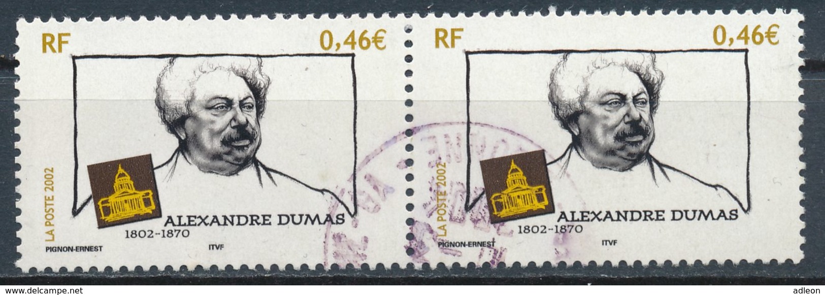 France - Alexandre Dumas YT 3536 Obl (paire Horizontale) - Usados