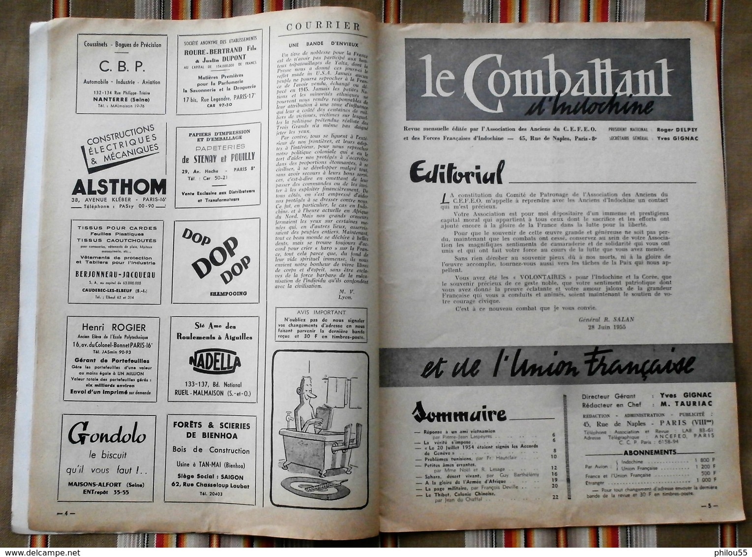 Revue "Combattant D INDOCHINE" N°38  1955 - Français