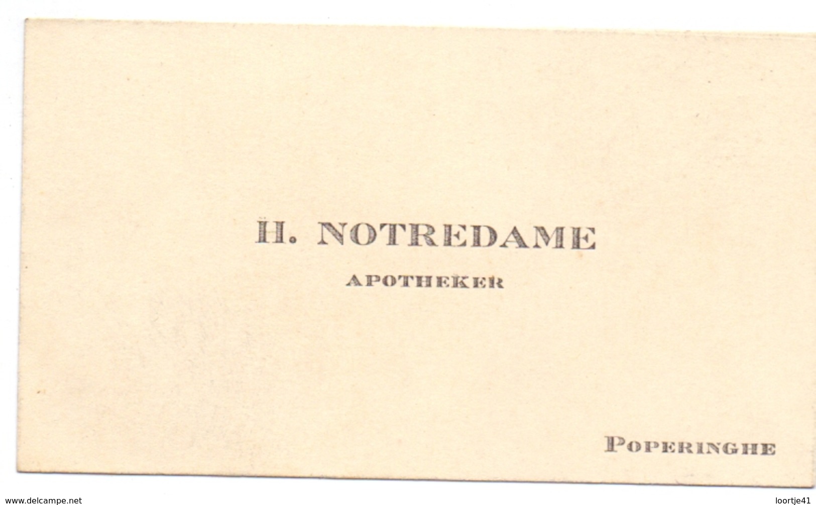 Visitekaartje - Carte Visite - Apotheker H. Notredame - Poperinge - Cartes De Visite