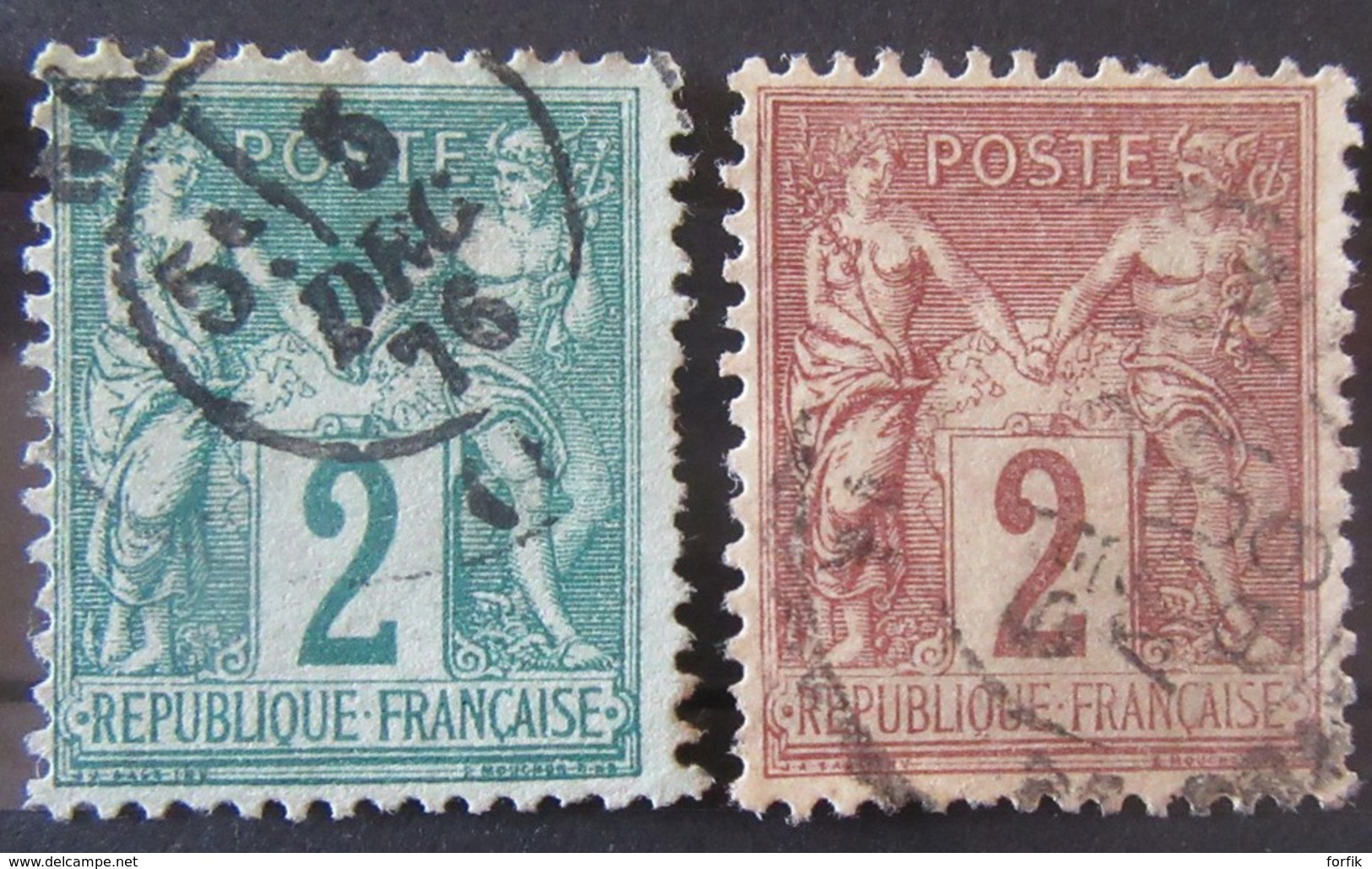 France - Petite Collection De 21 Timbres SAGE Type 1 Et 2 Oblitérés (Paire 1c Neuve*) Du 1c Au 1f - A étudier - Collections