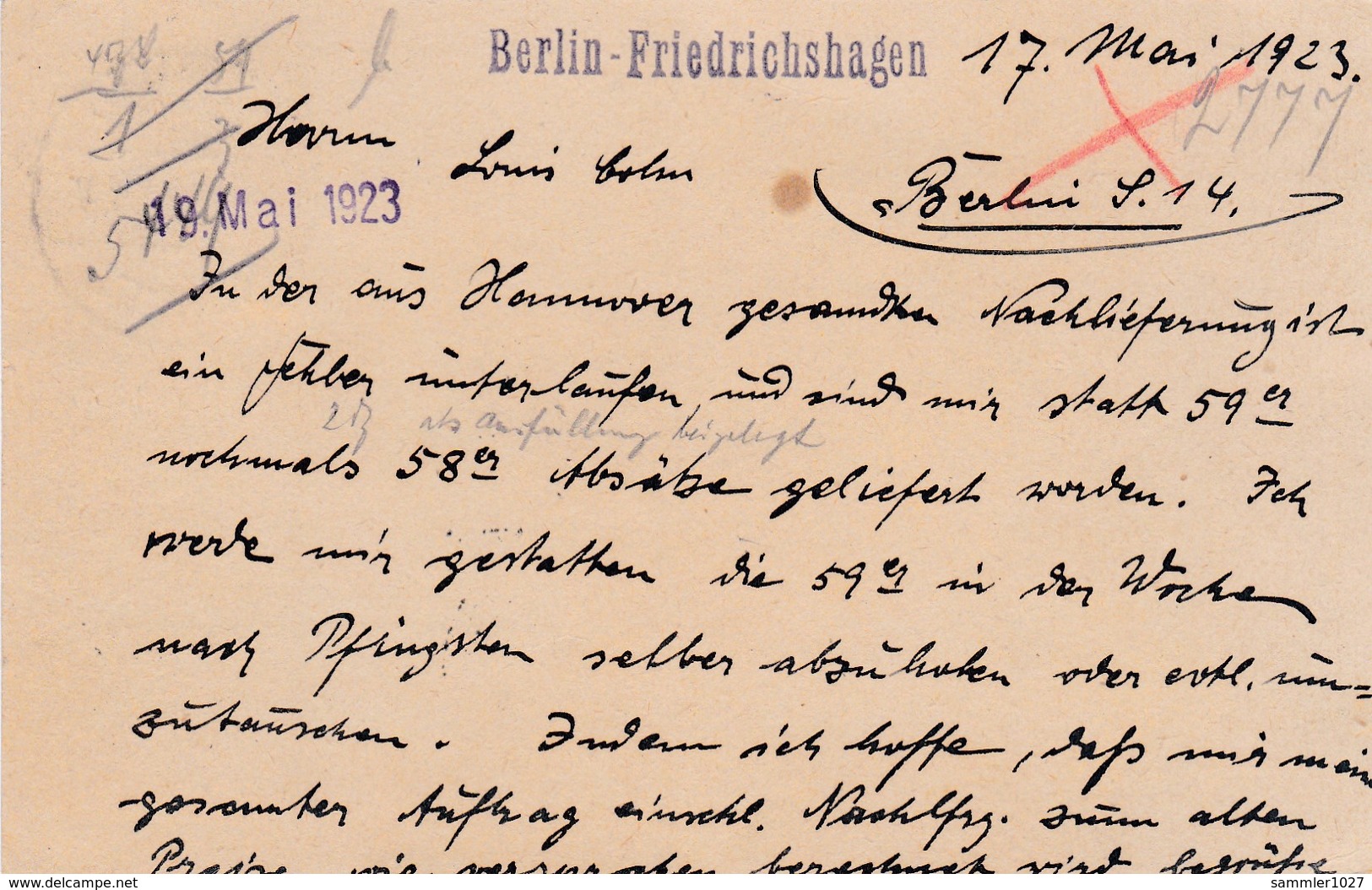 Karte Aus Friedrichshagen 1923 - Lettres & Documents