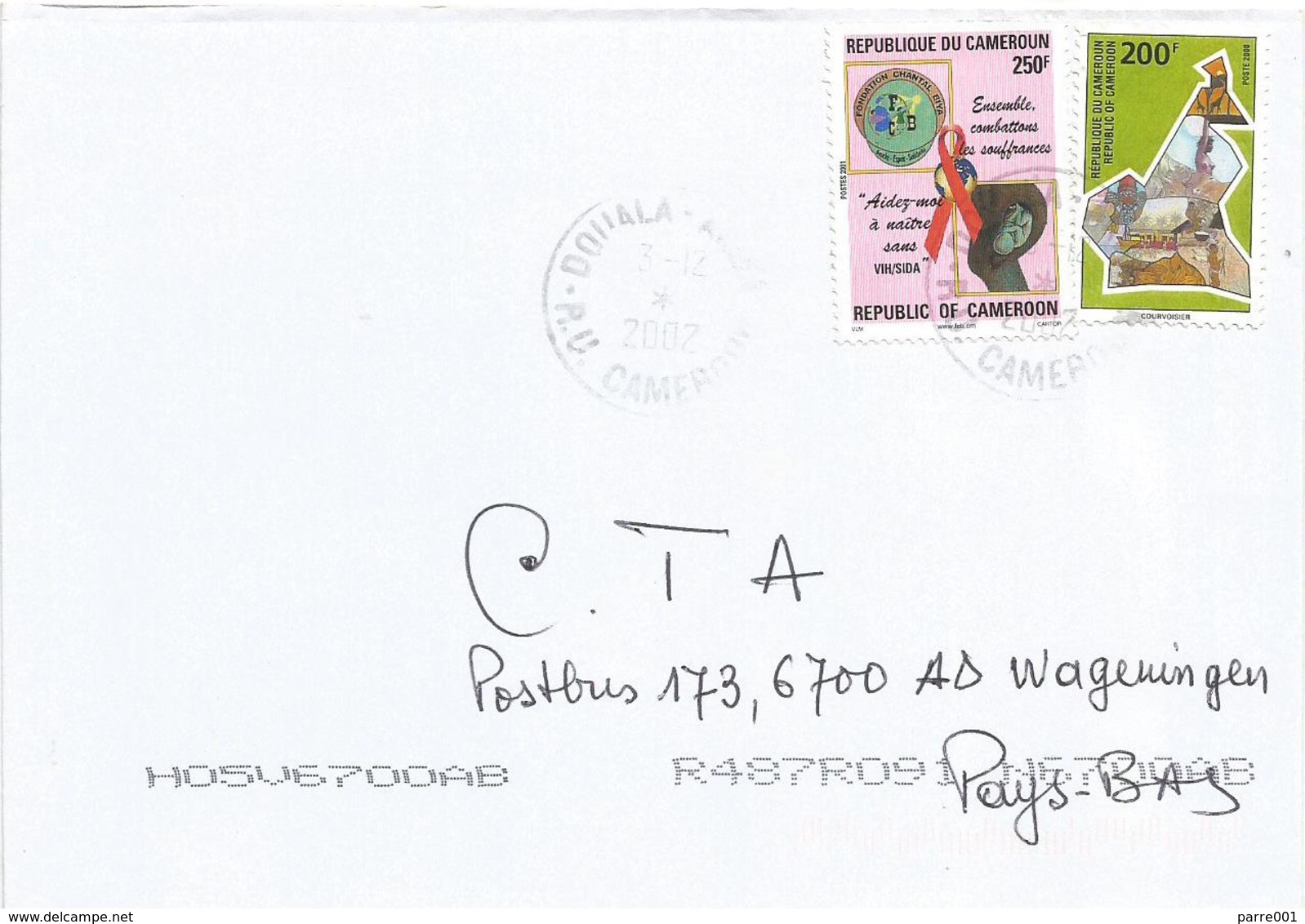 Cameroon Cameroun 2002 Douala Akwa AIDS HIV Tourism Cover - Cameroon (1960-...)