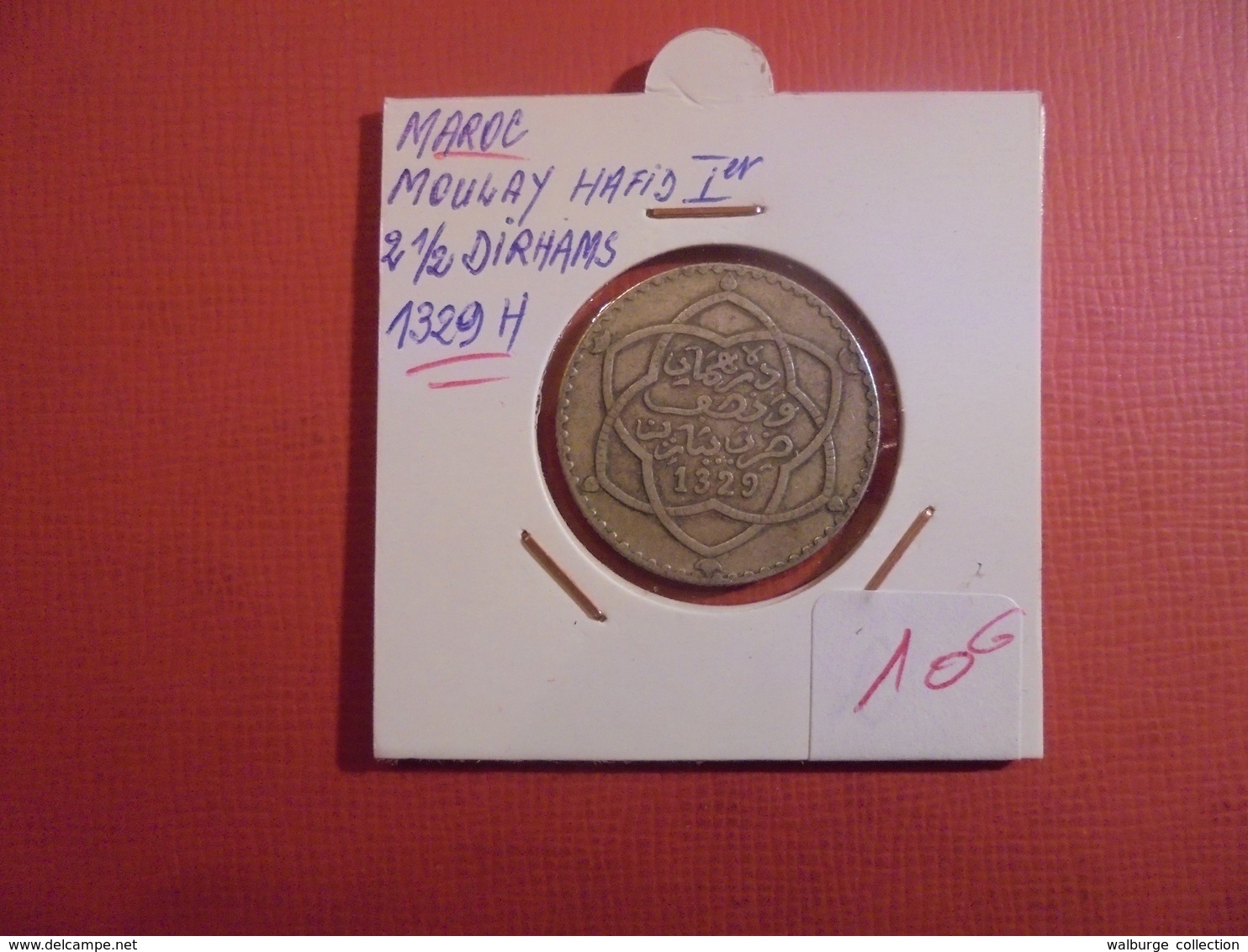 MAROC 2 1/2 DIRHAMS 1329 AH ARGENT - Maroc