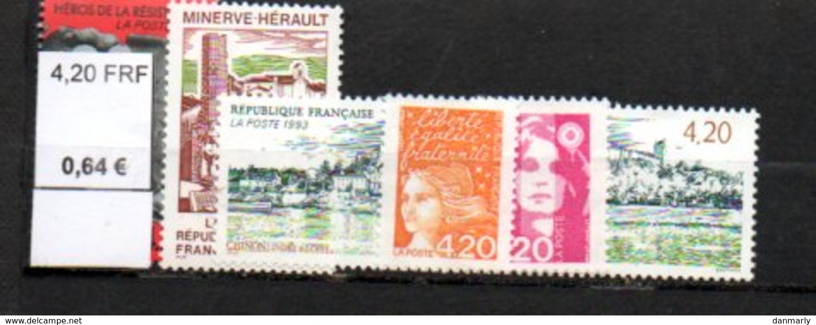 FRANCE :  IDEAL pour Courrier:-: Lot de 600 timbres neufs**  "Valeur faciale 1675 FRF soit 255 €" A 40% de la Faciale