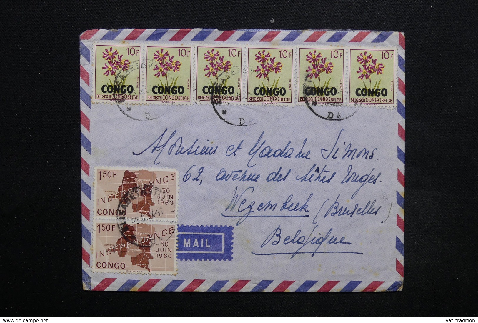 CONGO - Enveloppe De Elisabethville Pour La Belgique En 1964 , Affranchissement Plaisant - L 24945 - Autres & Non Classés