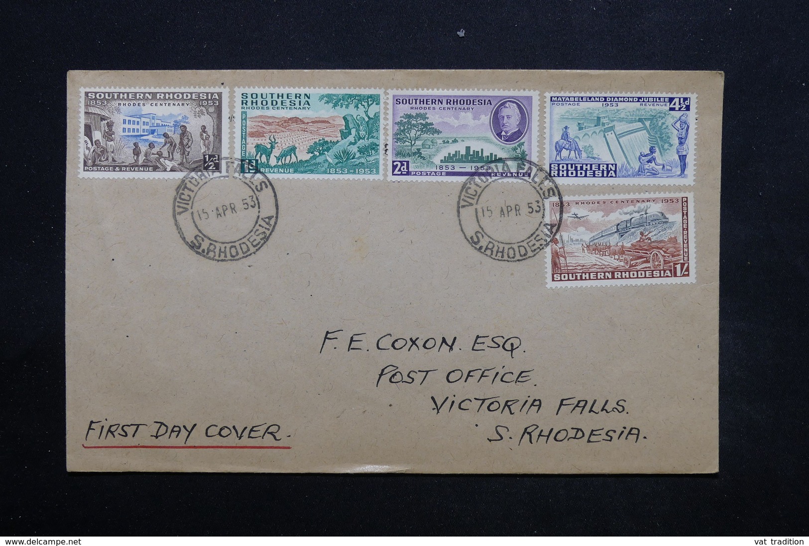RHODÉSIE - Enveloppe FDC De Victoria Falls En 1953 - L 24947 - Southern Rhodesia (...-1964)