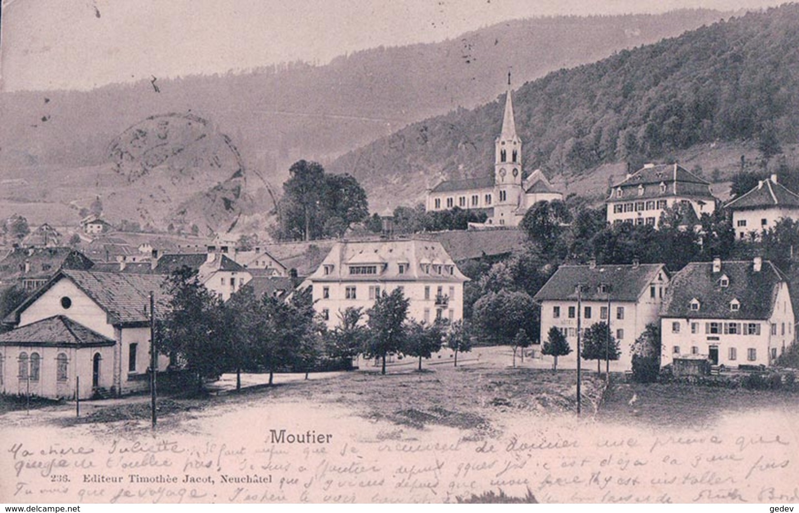 Moutier BE, Cachet Linéaire MOUTIER (9.7.1902) - Moutier