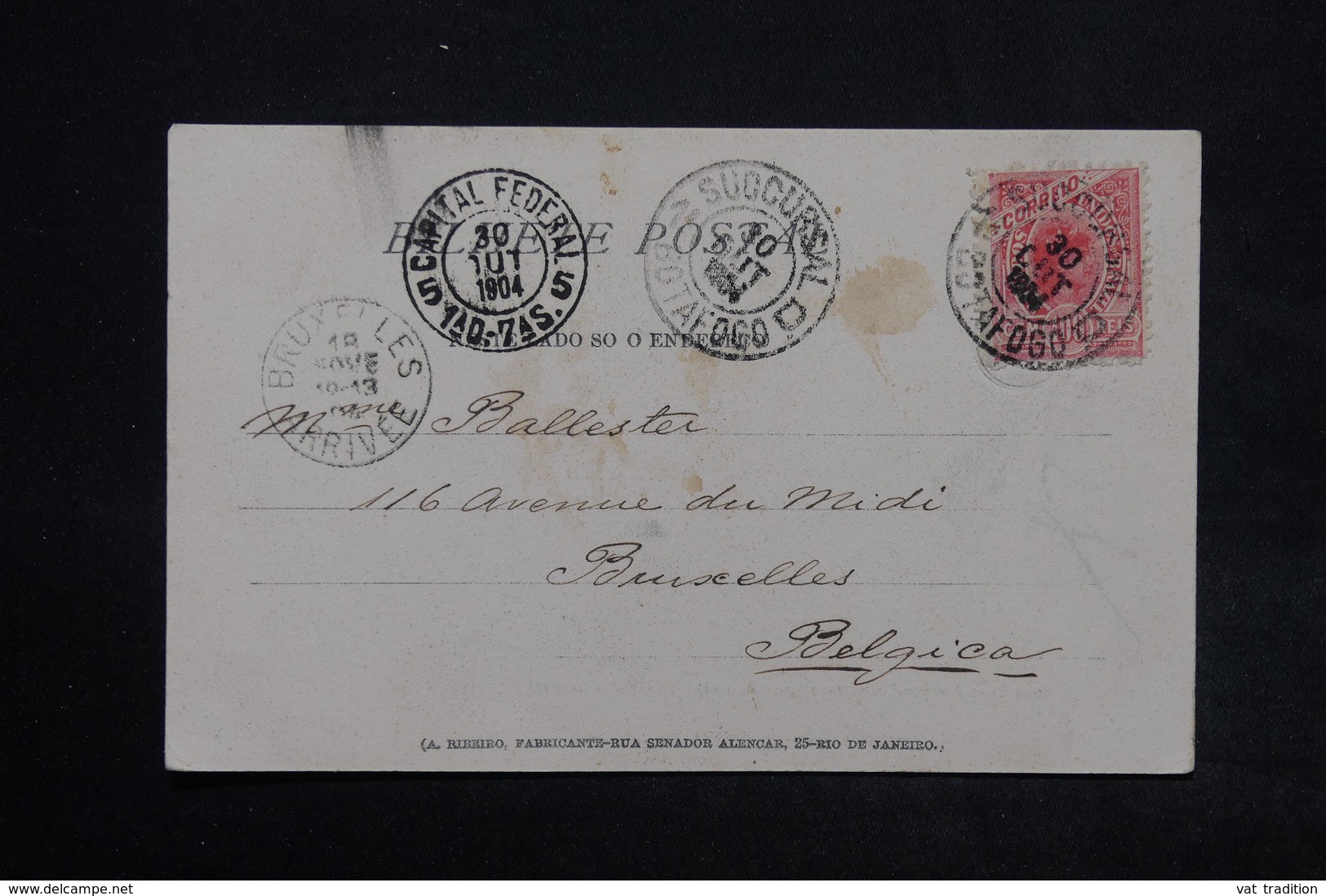 BRÉSIL - Affranchissement De Botafogo Sur Carte Postale Pour La Belgique En 1904 , Oblitérations Plaisantes - L 24951 - Cartas & Documentos