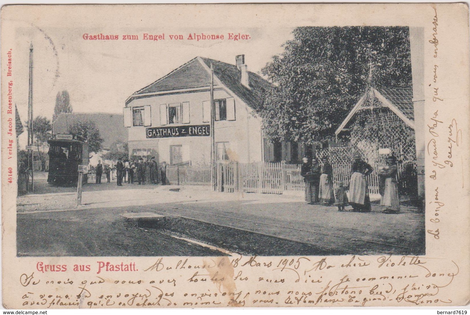 68    Gruss Aus   Pfastatt Gasthaus Zum Eugel Von Alphonse Egler - Autres & Non Classés