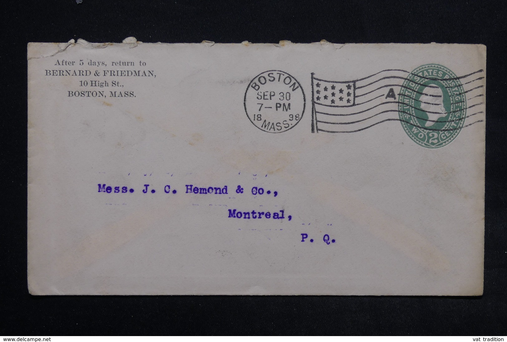 ETATS UNIS - Entier Postal Commerciale De Boston Pour Montréal En 1898 - L 24960 - ...-1900