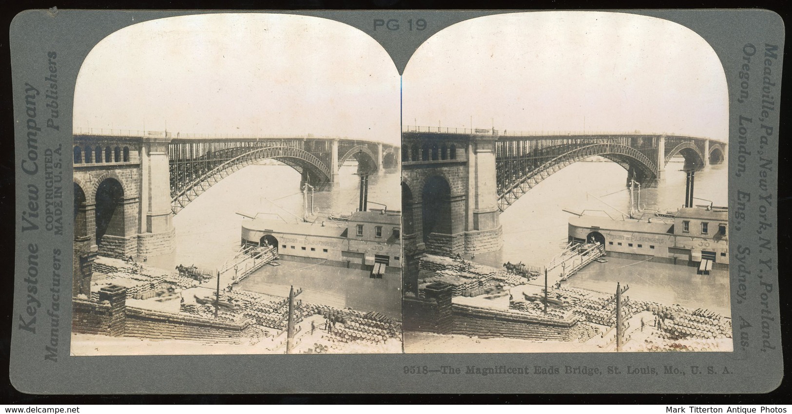 Stereoview - USA - The Magnificent Eads Bridge, St Louis, Missouri - Stereoskope - Stereobetrachter