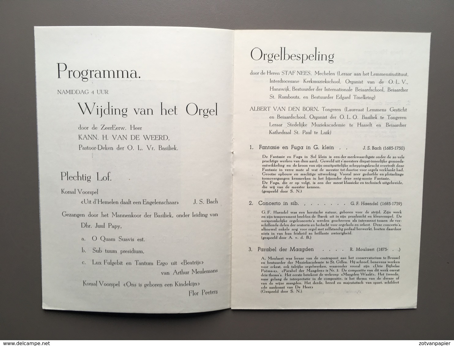 TONGEREN - Basiliek - Programmaboekje Inzegening Vernieuwde Orgel - 1948 - Tongeren