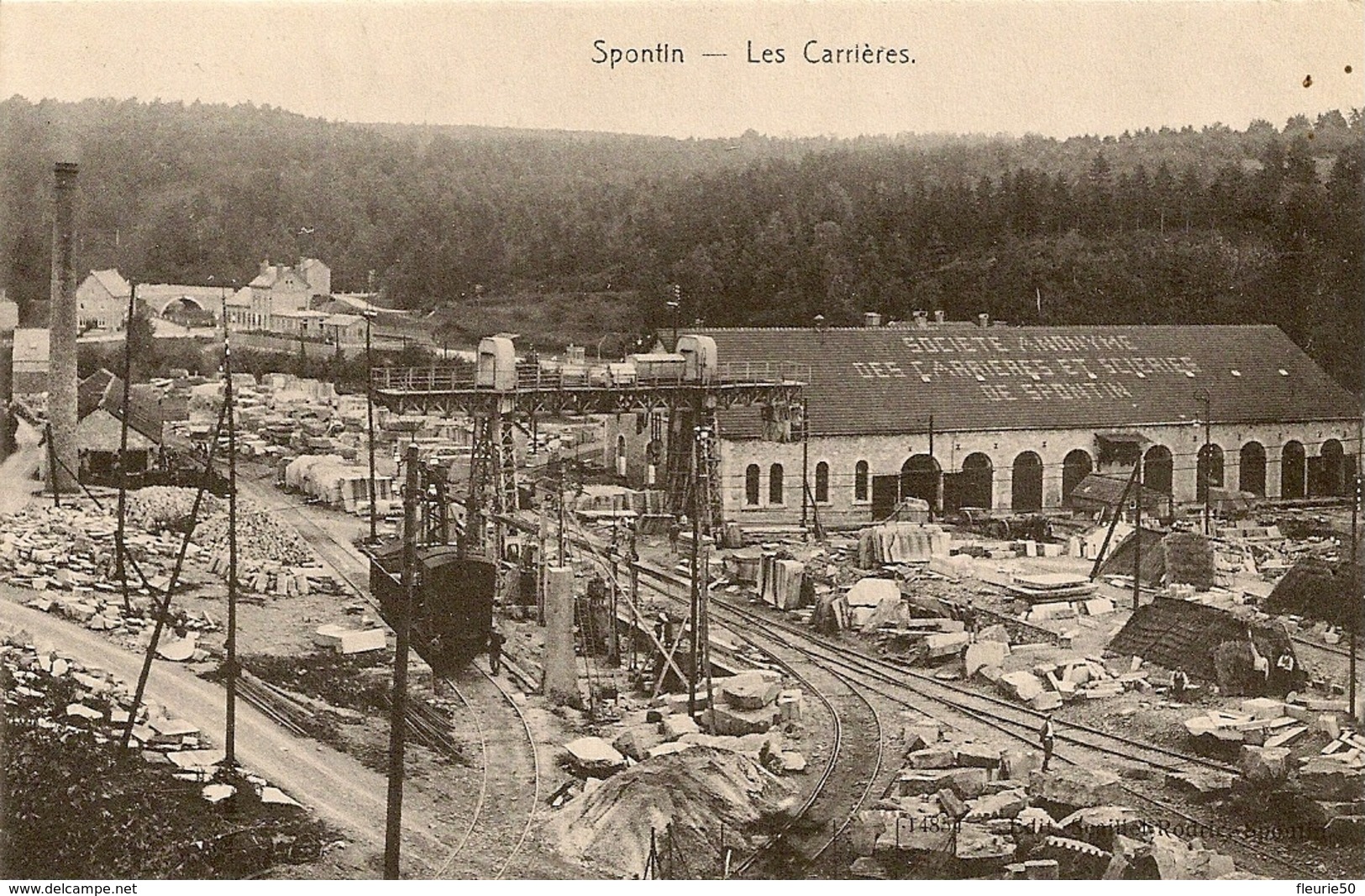 SPONTIN - Les Carrières. Société Anonyme Des Carriéres De Spontin. Train De Chantier Et Gare SNCB. - Yvoir