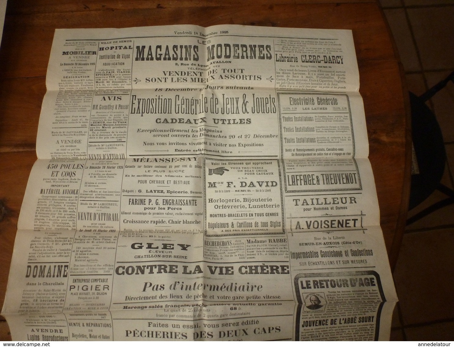 1925 LE REVEIL DE L'AUXOIS: Kultepe (près de Césarée); Drame à Sarreguemines;Gaspillage de l'Etat  ;etc