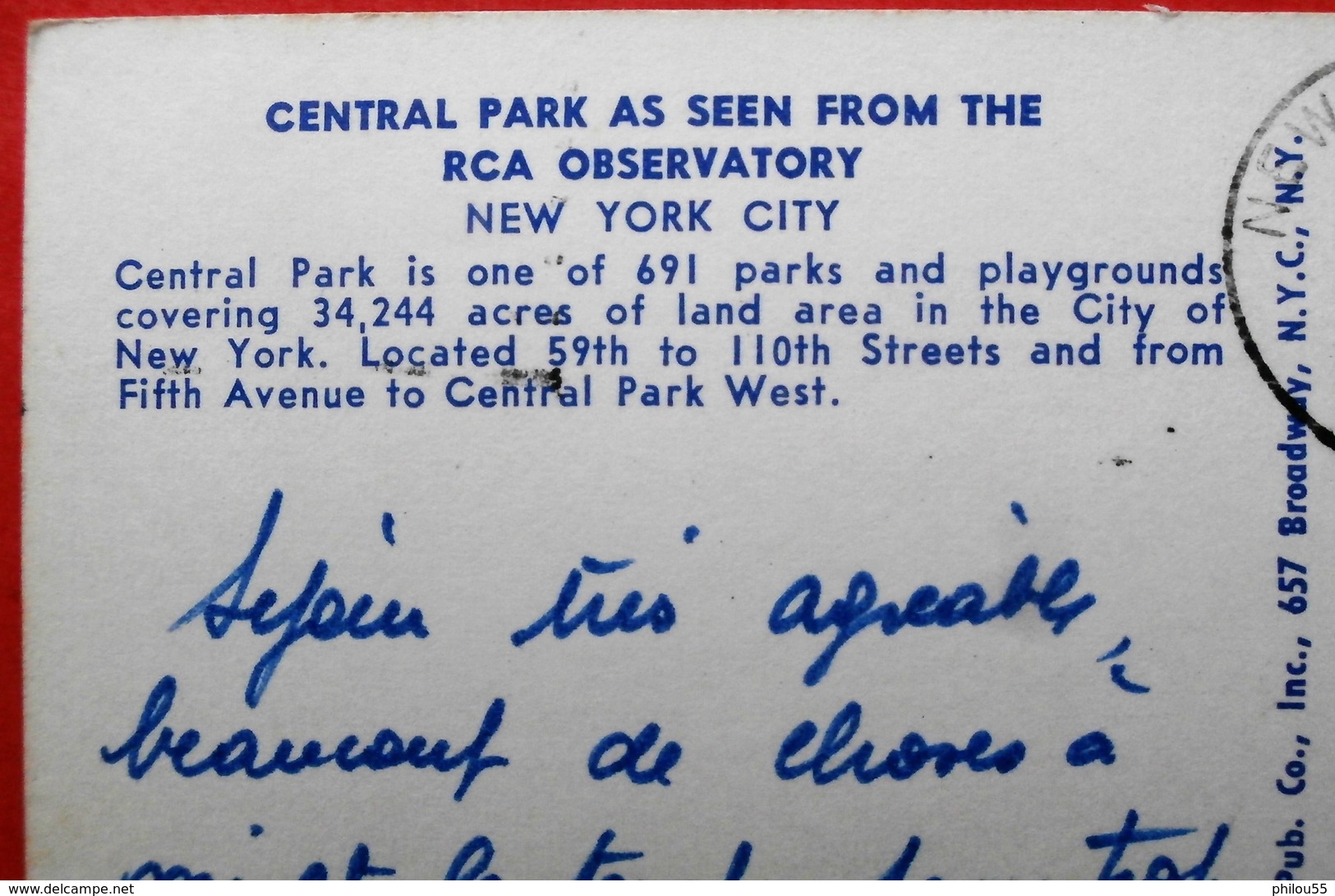 Cpsm NEW YORK CITY  Central Park As Seen From The RCA Observatory 1964 Timbre - Central Park