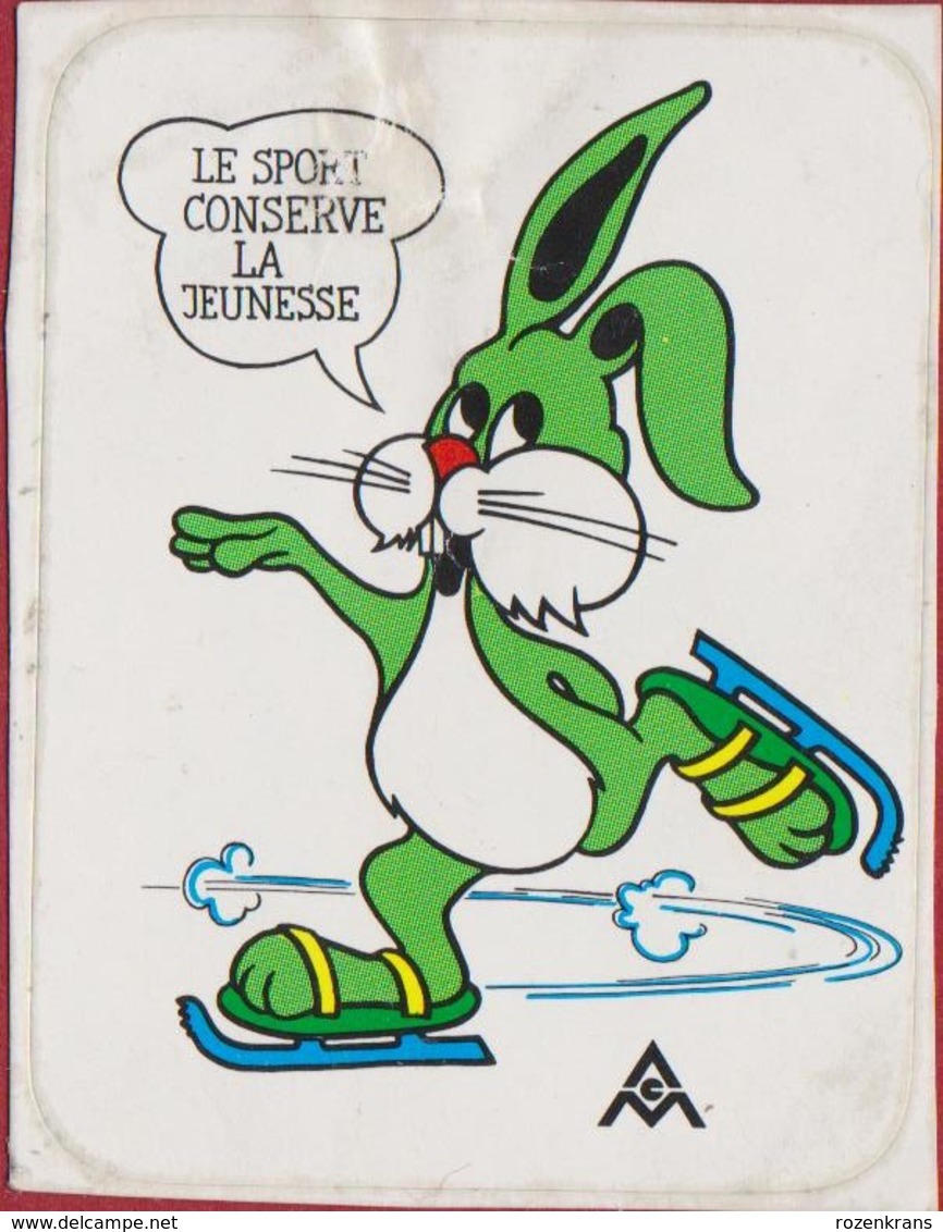 Sticker Autocollant Aufkleber Konijn Rabbit Conejo Lapin Publicite Reclame Ice Skating Schaatsen Patinage Antwerpen - Aufkleber