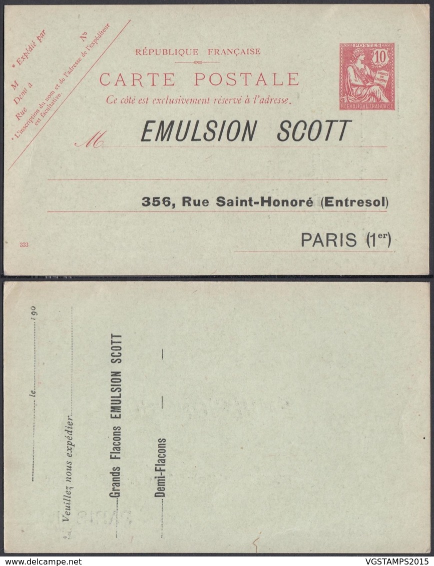 FRANCE 1902 EP 10c ROUGE TYPE MOUCHON REPIQUE "EMULSION SCOTT" (DD) DC-2353 - Pseudo-entiers Privés