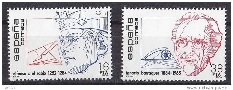 ESPAÑA 1984 - PERSONAJES - ALFONSO X EL SABIO - DR BARRAQUER  - Edifil Nº 2759-60 - Yvert 2373-2374 - Ajedrez