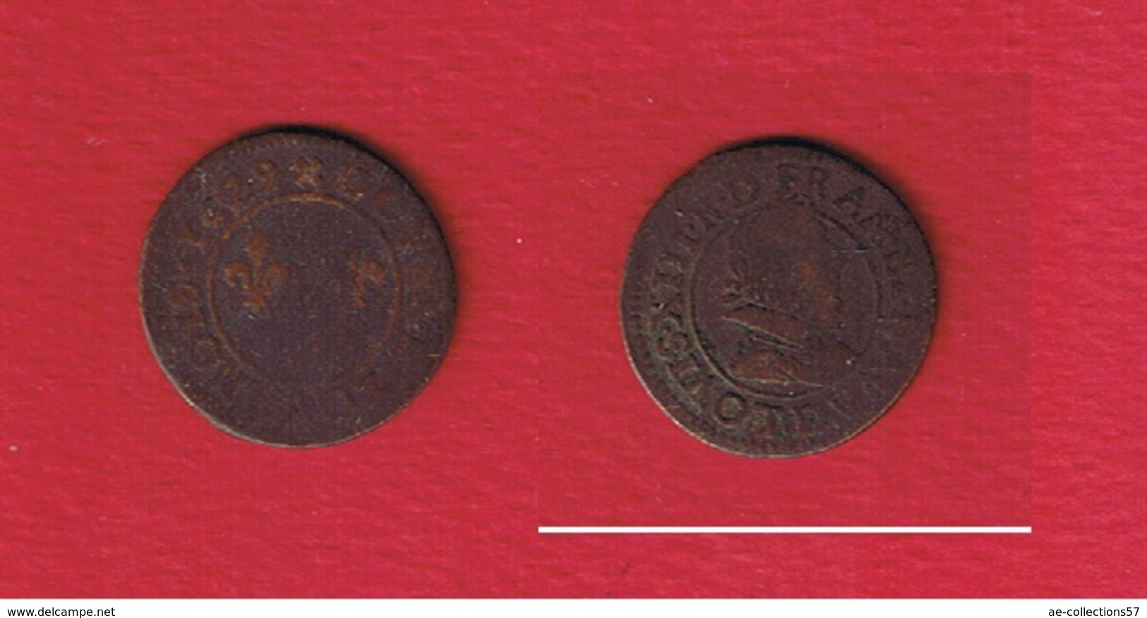 Double Tournois -  1629 D  -  état  B - 1610-1643 Louis XIII Le Juste