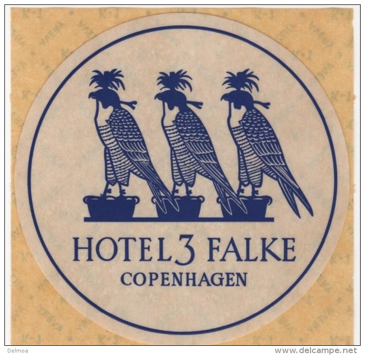 Etiquette Hôtel Autocollant 3 Falke Copenhagen Faucon - Etiquettes D'hotels