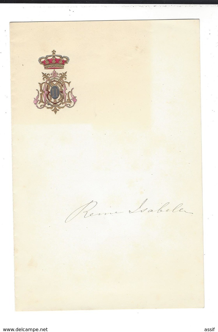 ISABELLE II  1830 - 1904  Reine D'ESPAGNE  Armoiries  Papier à Lettres  2 Feuillets - Cartes De Visite