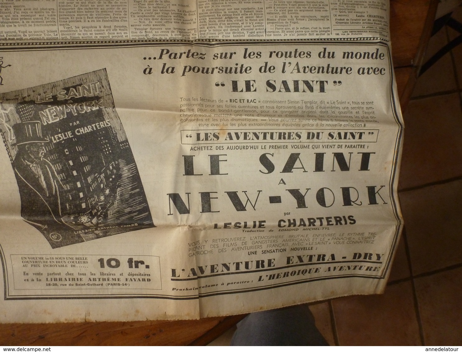 1938 RIC et RAC :Mammouth bon pour chiens;Château de Palaming;Suzanne Lenglen; Duel Floquet-Boulanger;Les Romanoff ;etc