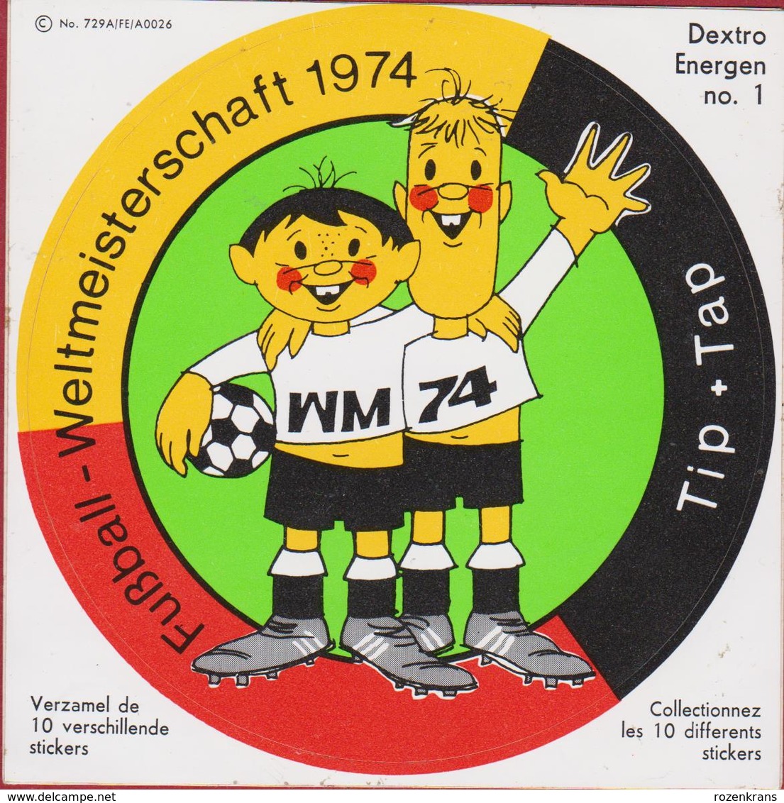 Sticker Autocollant 1974 Weltmeisterschaft World Cup Football Fussbal Voetbal Mascotte Tip Pap Foot Champions Aufkleber - Stickers