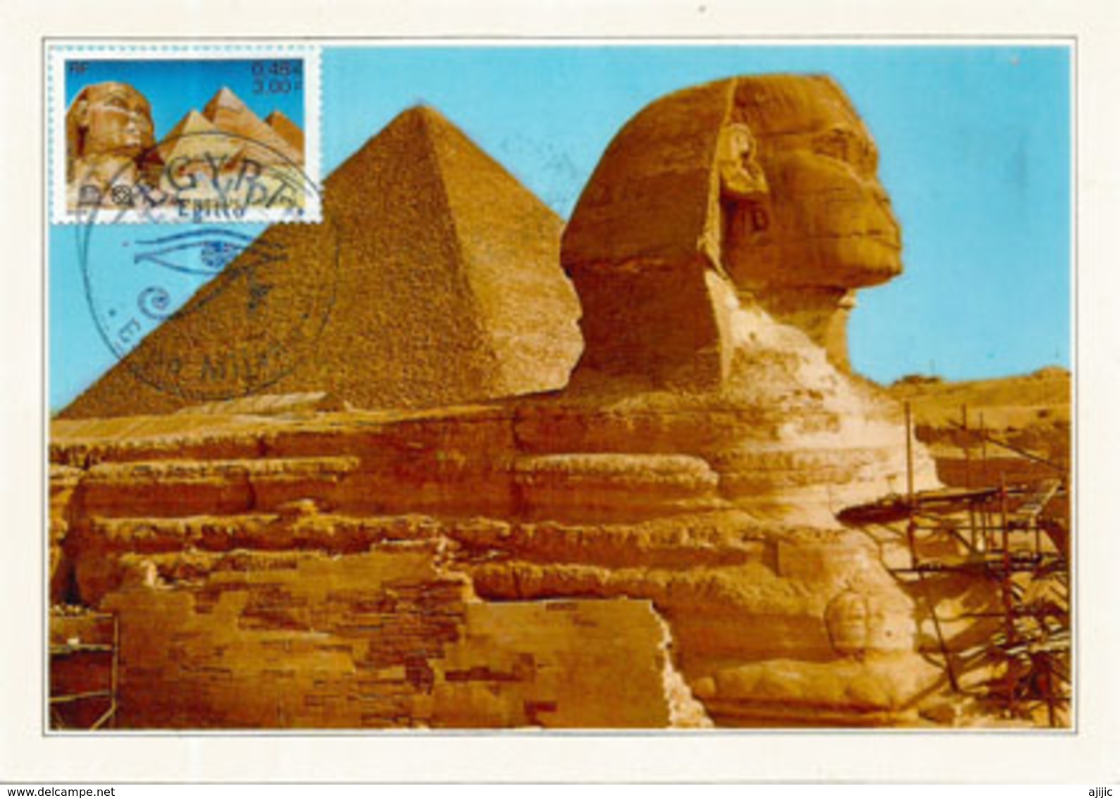 Sphinx De Gizeh & Pyramide De Khéops, Carte-maximum Souvenir Du Pavillon EGYPTE De L'EXPO UNIVERSELLE MILAN 2015 (RARE) - Archäologie
