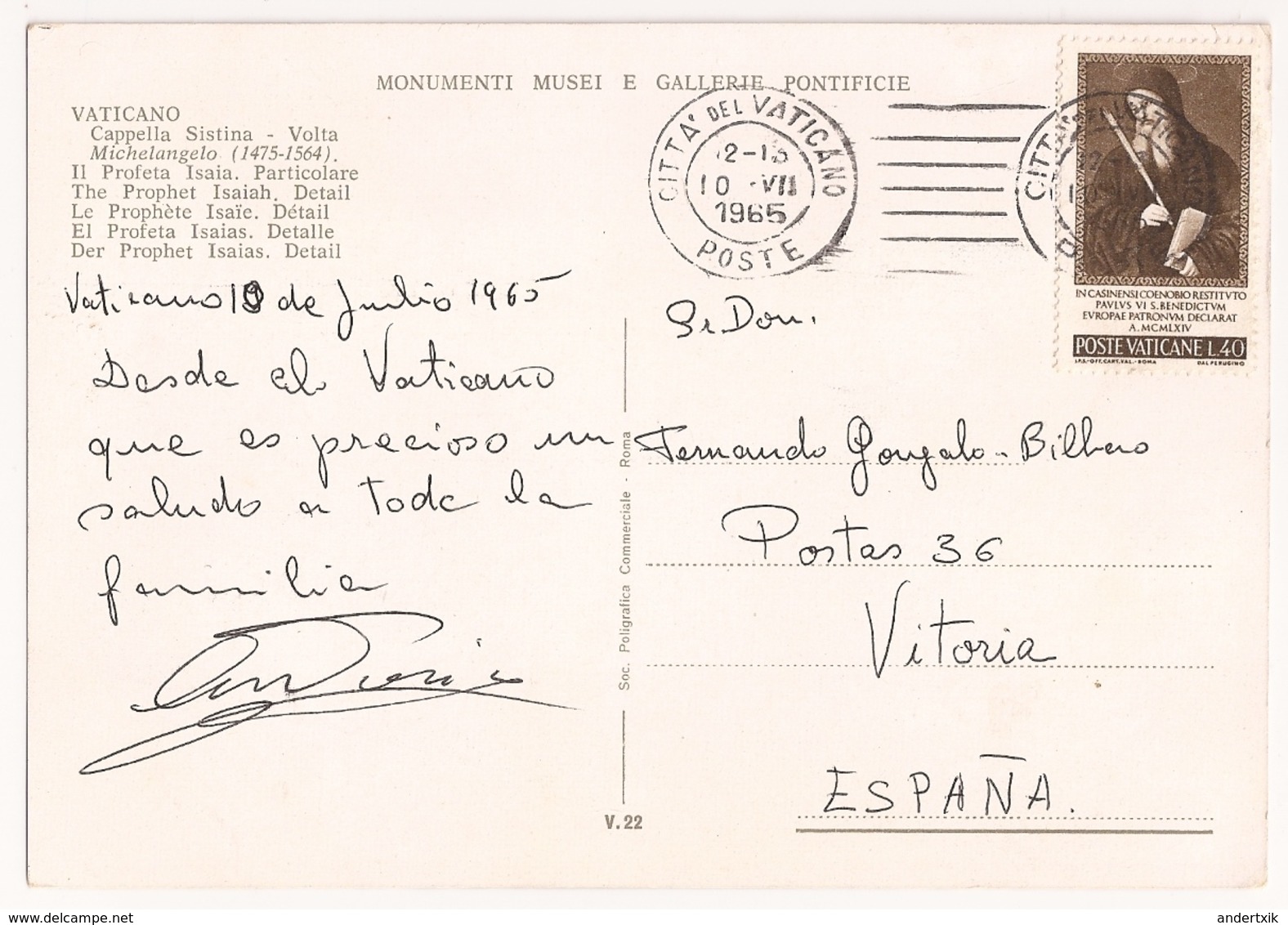 Vaticano, Postal Año 1965, Pablo VI - Cartas & Documentos