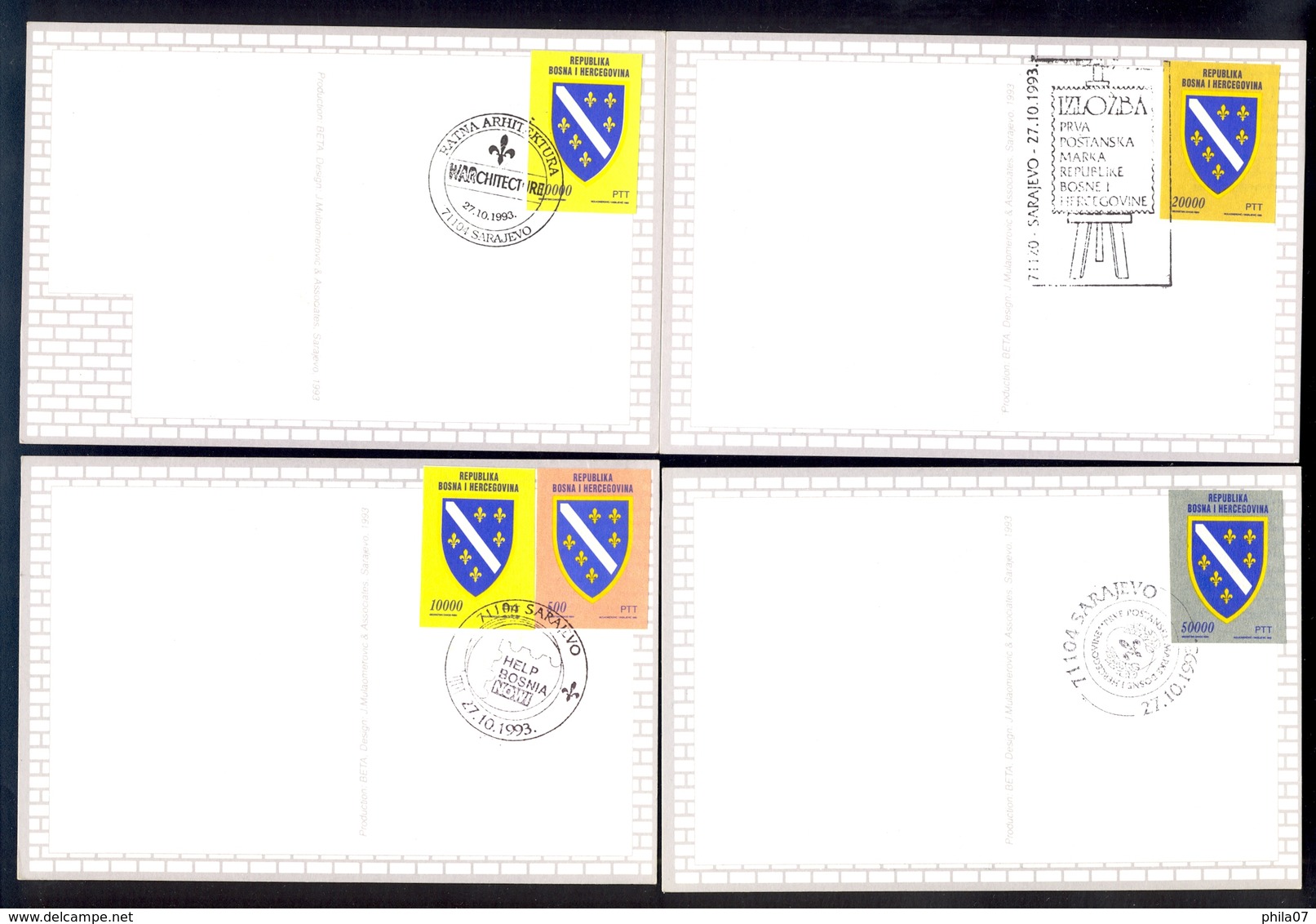 Bosnia And Herzegovina - War 1991, First Stamps, Exhibition, War Architecture, Rare / 2 Scans - Bosnia And Herzegovina