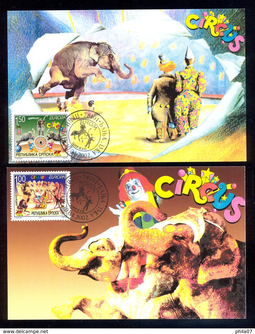 Bosnia And Herzegovina 2002 - Circus, Republika Srpska MC And FDC / 5 Scans - Bosnia Herzegovina