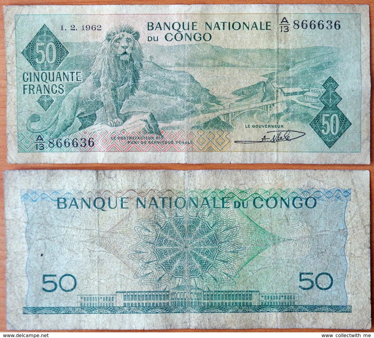 Congo 50 Francs 1962 F P-5 - Sin Clasificación