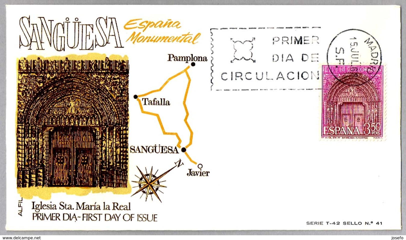 IGLESIA STA MARIA LA REAL De SANGUESA (Navarra). SPD/FDC Madrid 1968 - Iglesias Y Catedrales