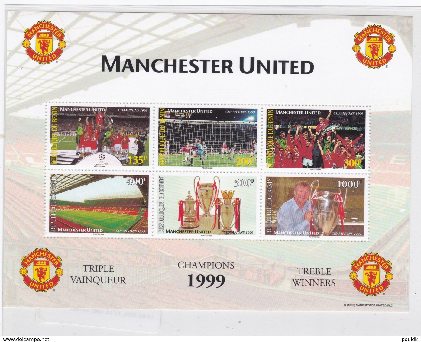 Benin 1999 Manchester United Champions 1999  Souvenir Sheet  MNH/**   (LAR-H45) - Clubs Mythiques