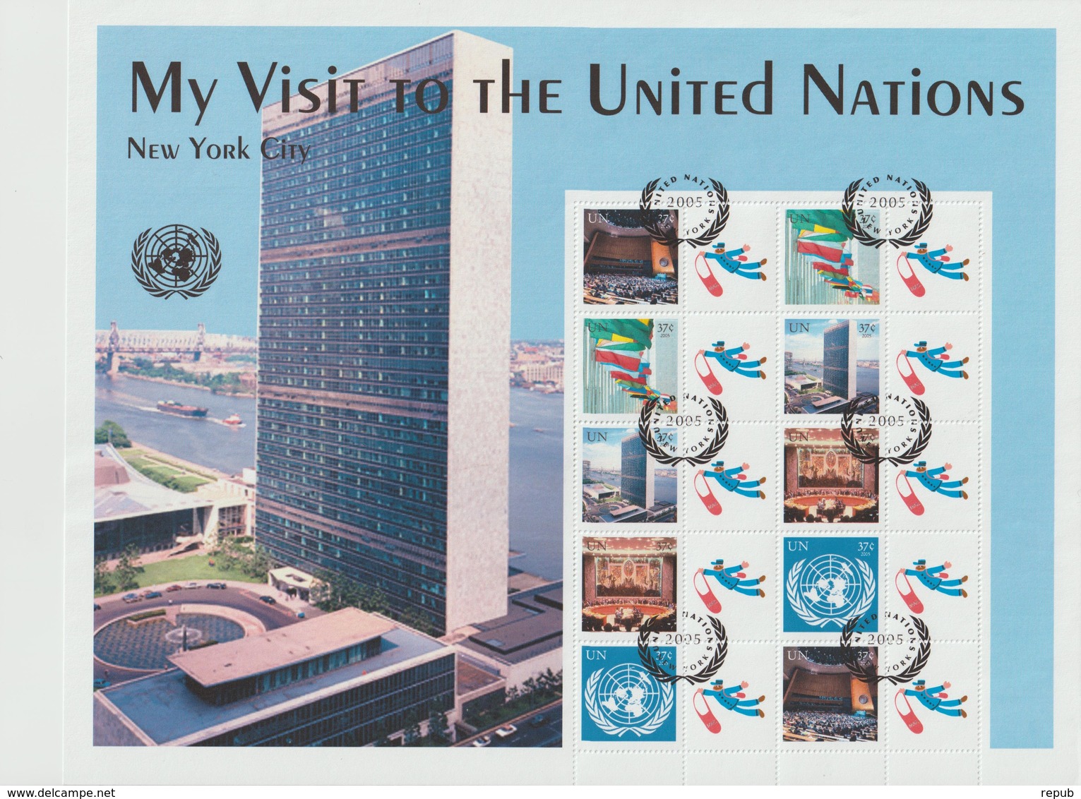 Nations Unies New York Année 2006 Feuillet 999-1003 Visiteurs Des NU Oblitéré - Gebraucht