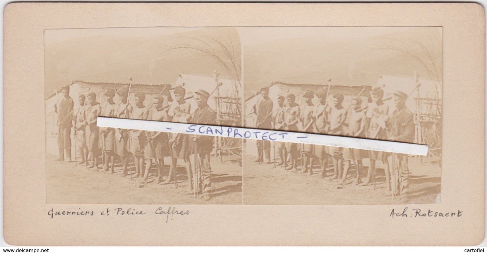 ORIGINALE-PHOTO-STEREO-1900-SOUTH-AFRICA-BOER-WAR-GUERRIERS+POLICE-HISTORICAL-PHOTO BY ACHILLE ROTSAERT-VINTAGE-TOP ! ! - Südafrika