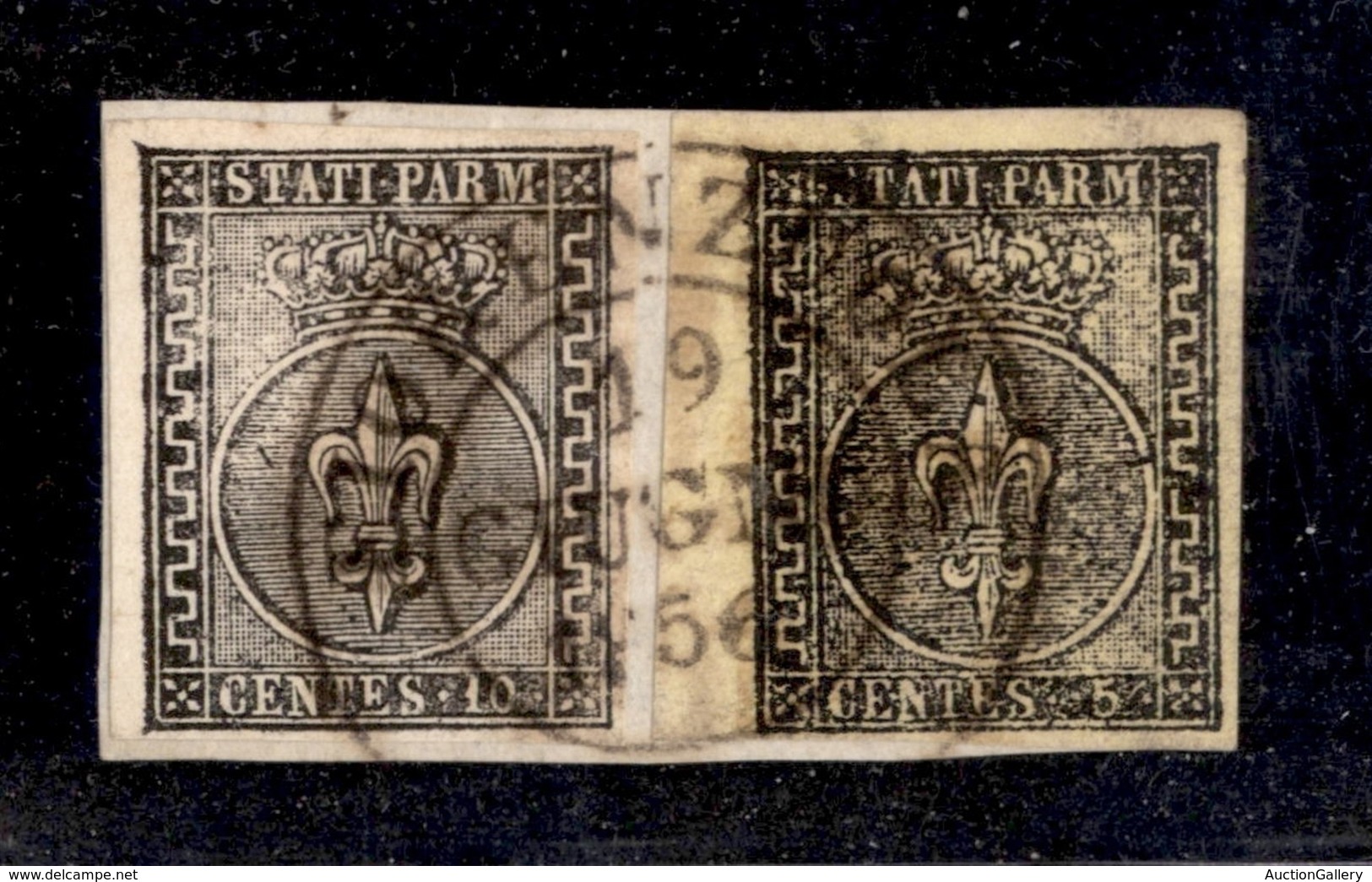 ANTICHI STATI - PARMA - 1852 - 10 Cent (2) + 5 Cent (1b) Bordo Foglio - Usati A Fiorenzuola 19.6.56 Su Parte Di Framment - Sonstige & Ohne Zuordnung