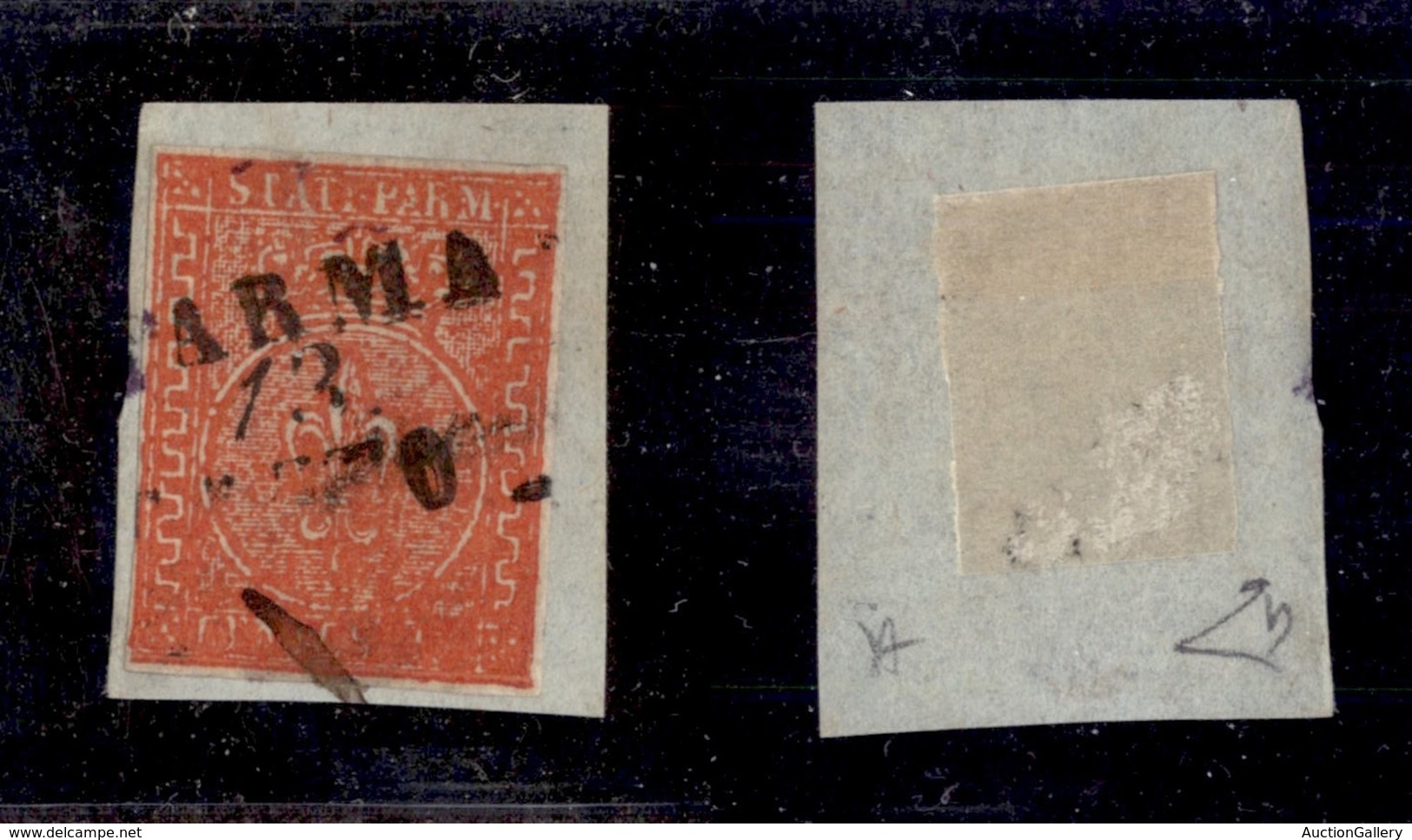 ANTICHI STATI - PARMA - 1853 - 15 Cent (7e-senza Valore) Su Frammento - Molto Inchiostrato (con Tassello Inferiore Illeg - Sonstige & Ohne Zuordnung