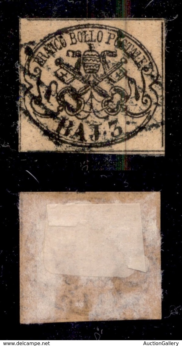 ANTICHI STATI - PONTIFICIO - 1858 - 3 Bai (4d-giallo Paglia) Usato - Cert. AG (1.500) - Sonstige & Ohne Zuordnung