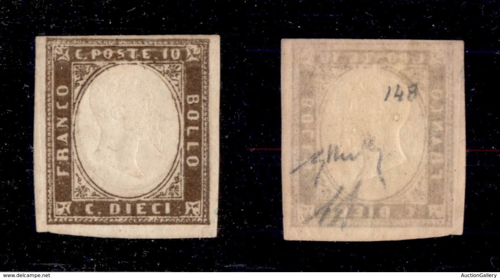 ANTICHI STATI - SARDEGNA - 1860 - 10 Cent (14B) - Gomma Integra - Diena + Chiavarello + Cert. AG (2.000) - Otros & Sin Clasificación