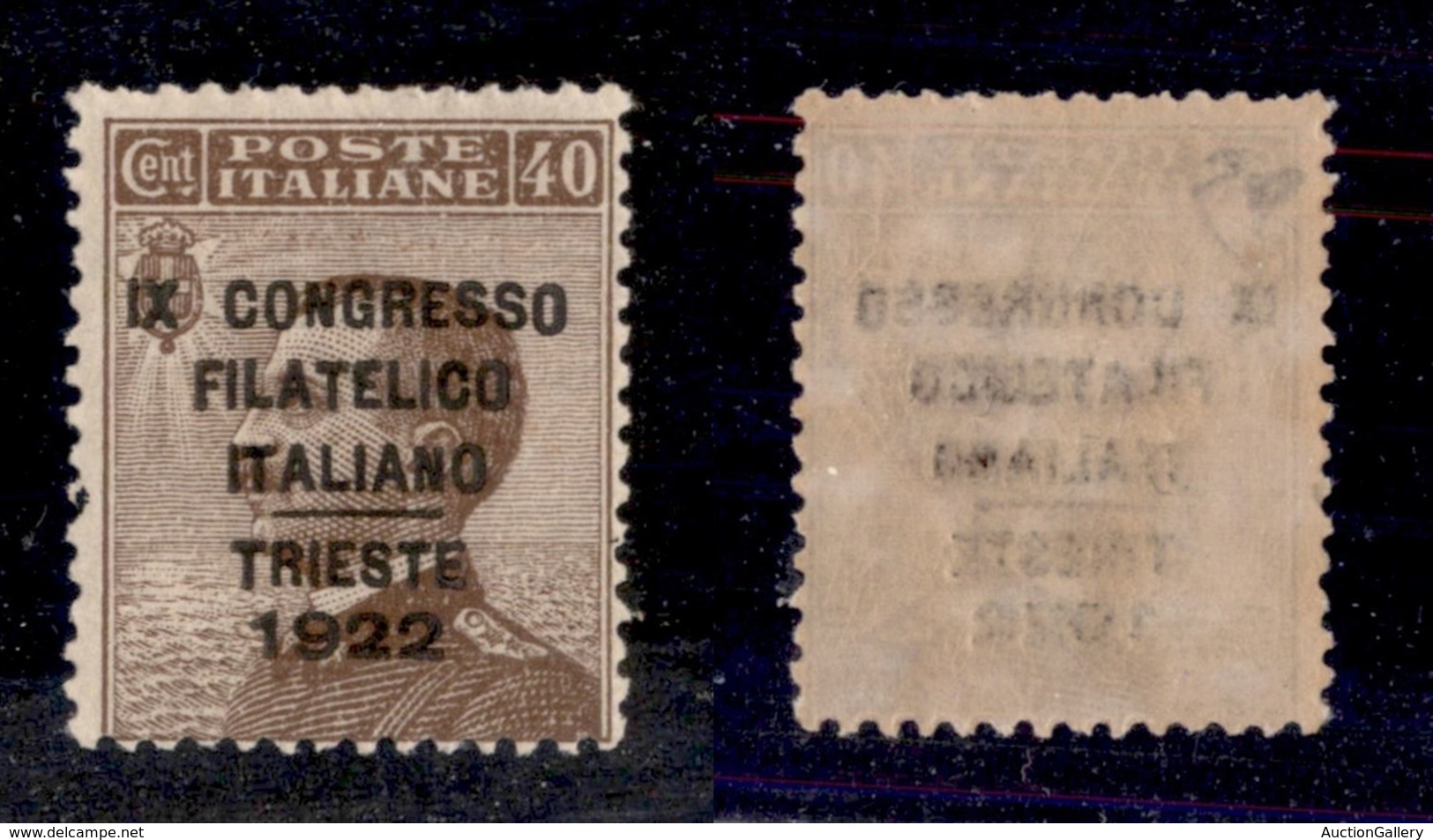 REGNO D'ITALIA - POSTA ORDINARIA - 1922 - 40 Cent Congresso Filatelico (126d) Con Italiano A Destra - Gomma Integra - Di - Otros & Sin Clasificación