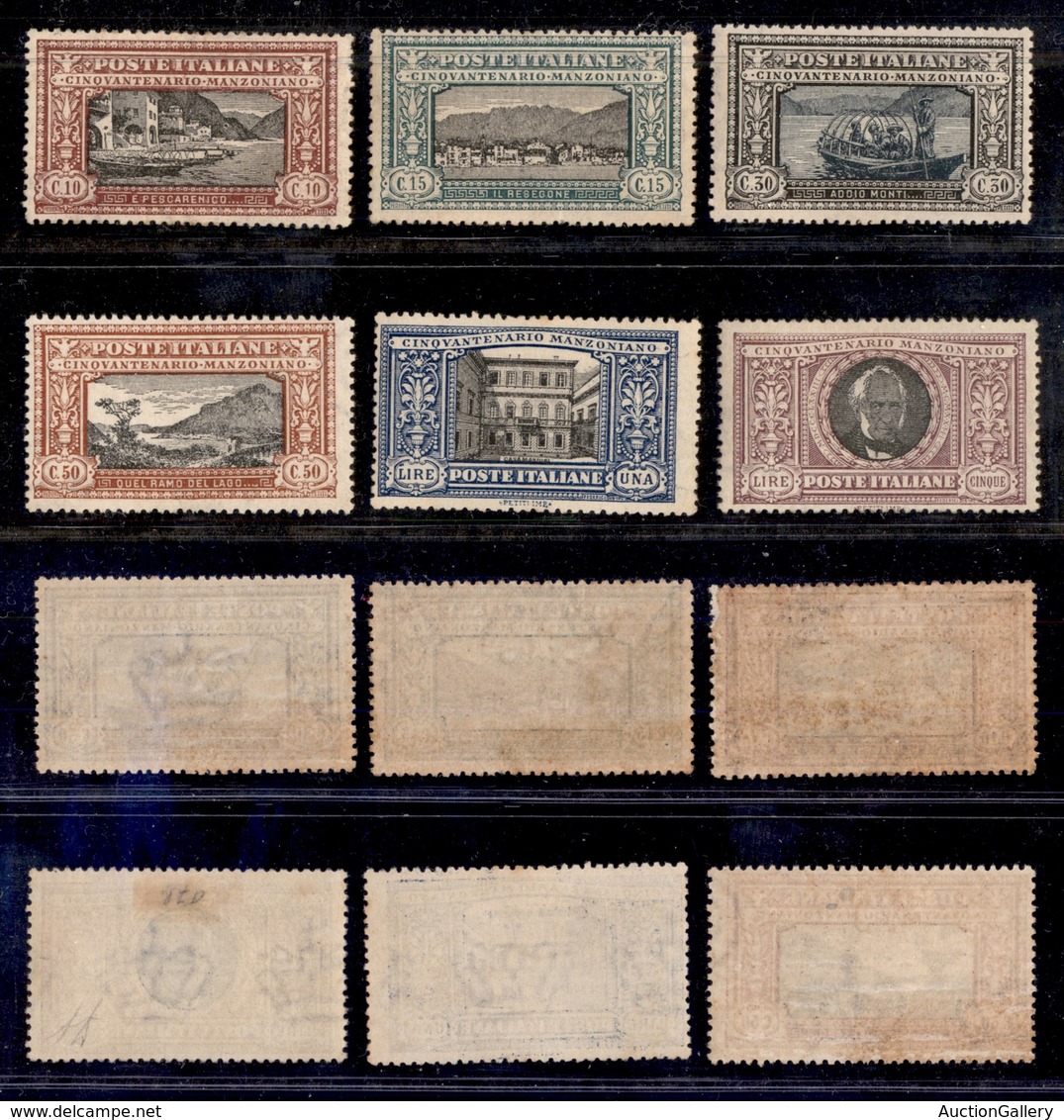 REGNO D'ITALIA - POSTA ORDINARIA - 1923 - Manzoni (151/156) - Serie Completa - Gomma Originale - 2 Lire (155) Senza Gomm - Otros & Sin Clasificación