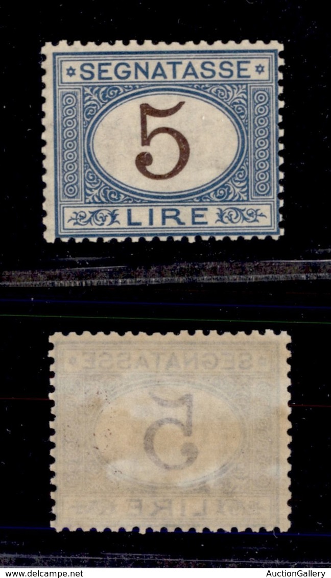 REGNO D'ITALIA - SERVIZI - 1871 - Segnatasse - 5 Lire (13) - Gomma Integra Con Falla Naturale - Discreta Centratura - Ce - Otros & Sin Clasificación