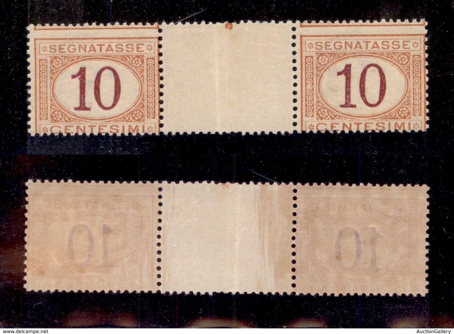 REGNO D'ITALIA - SERVIZI - 1890 - Segnatasse - 10 Cent (21) - Coppia Orizzontale Con Interspazio Al Centro - Gomma Integ - Otros & Sin Clasificación