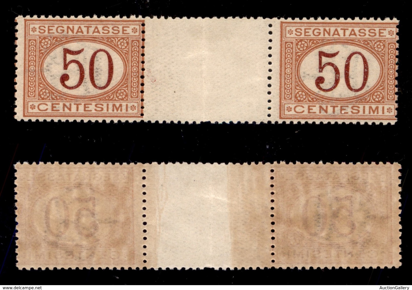 REGNO D'ITALIA - SERVIZI - 1890 - Segnatasse . 50 Cent (25) - Coppia Con Interspazio Al Centro - Gomma Integra (1.650) - Autres & Non Classés