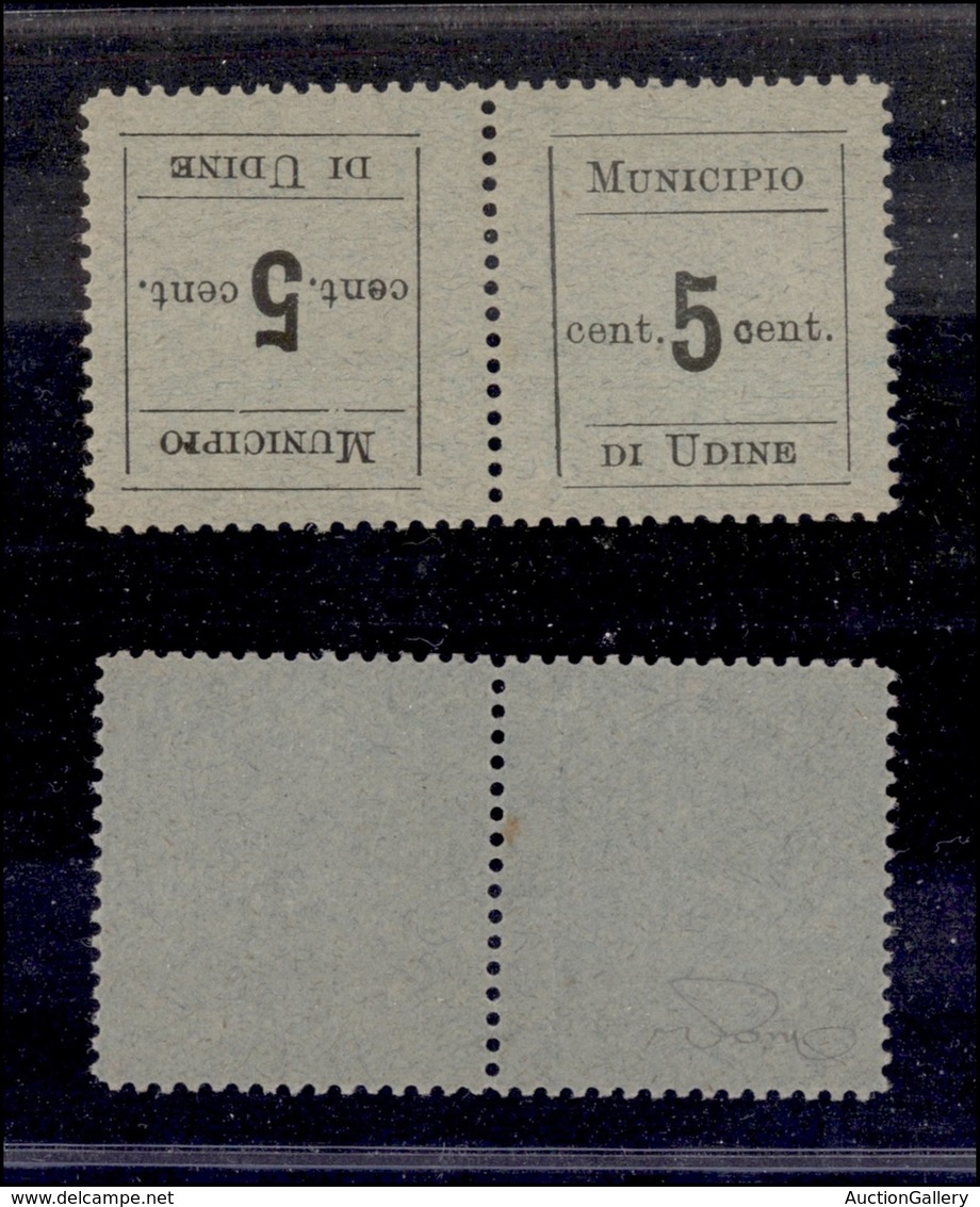 OCCUPAZIONI - UDINE - 1918 - 5 + 5 Cent (1c) - Coppia Tete Beche - Gomma Integra - Cert. Raybaudi (4.200) - Otros & Sin Clasificación