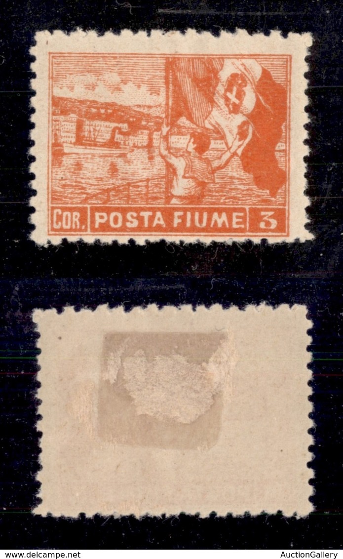OCCUPAZIONI - FIUME - 1919 - Non Emessi - 3 Corone (60/I) Dentellato 10 1/2 - Gomma Originale (5.000) - Otros & Sin Clasificación