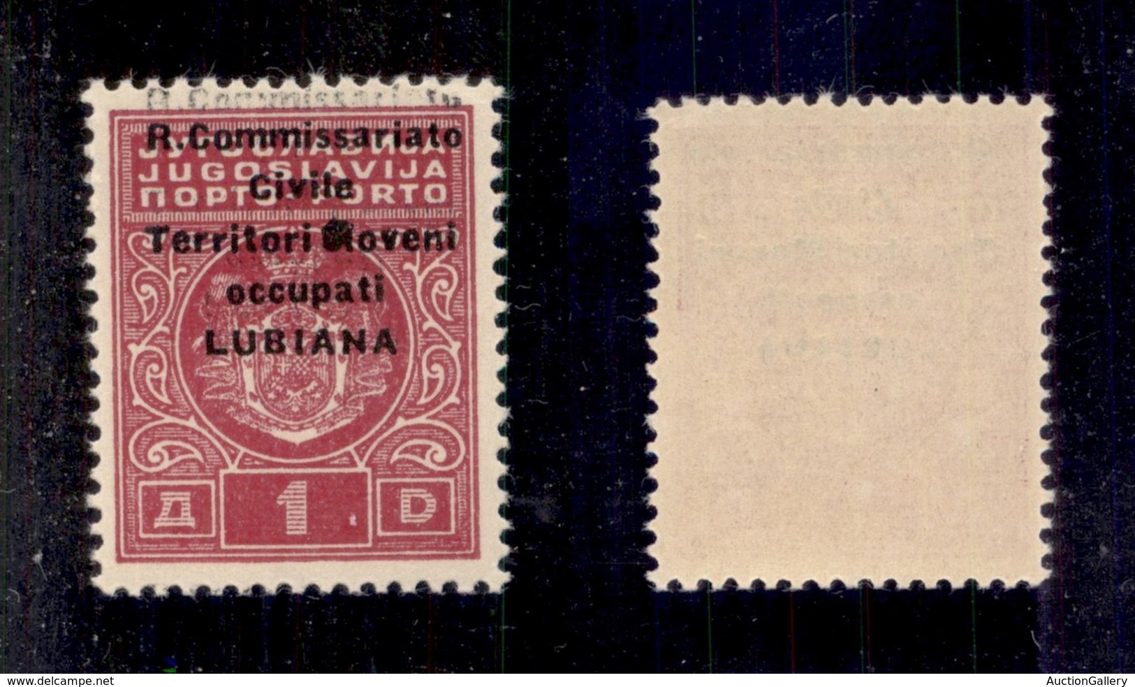 OCCUPAZIONI - LUBIANA - 1941 - Segnatasse - 1 Din (7g+c) Con Doppia Soprastampa Spostata In Alto (senza Rombi) - Gomma I - Otros & Sin Clasificación